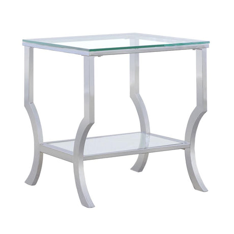 Saide Square End Table with Mirrored Shelf Chrome - 720337 - Luna Furniture