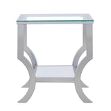 Saide Chrome Square End Table with Mirrored Shelf from Coaster - Luna Furniture