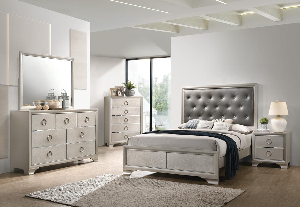 Salford Eastern King Panel Bed Metallic Sterling and Charcoal Grey - 222721KE - Luna Furniture