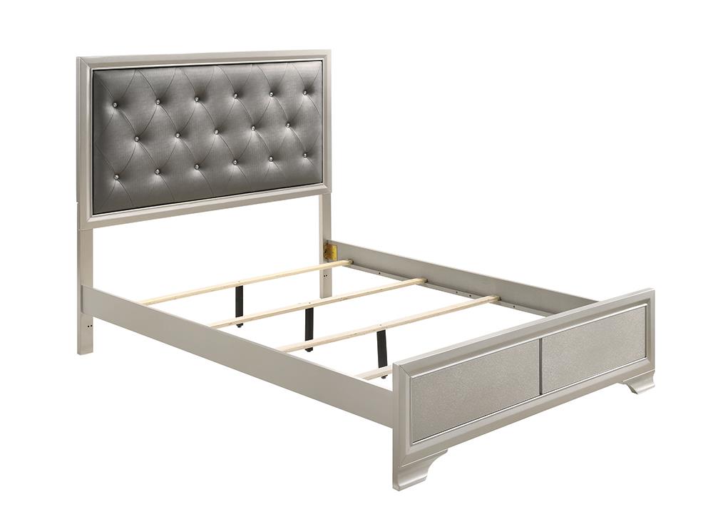 Salford Queen Panel Bed Metallic Sterling and Charcoal Grey - 222721Q - Luna Furniture