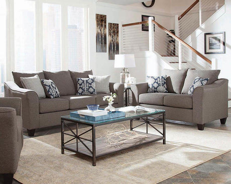 Salizar Upholstered Flared Arm Living Room Set Grey - 506021-S2 - Luna Furniture