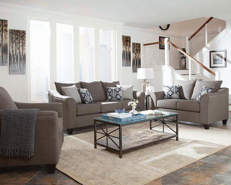 Salizar Upholstered Flared Arm Living Room Set Grey - 506021-S3 - Luna Furniture
