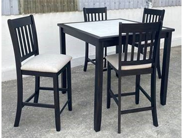 Salvador Black/White 5-Piece Counter Height Dining Set from Crown Mark - Luna Furniture