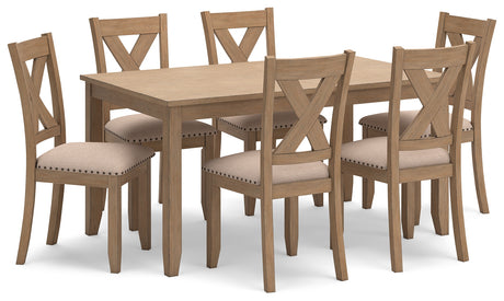 Sanbriar Light Brown Dining Table and Chairs (Set of 7) - D393-425 - Luna Furniture