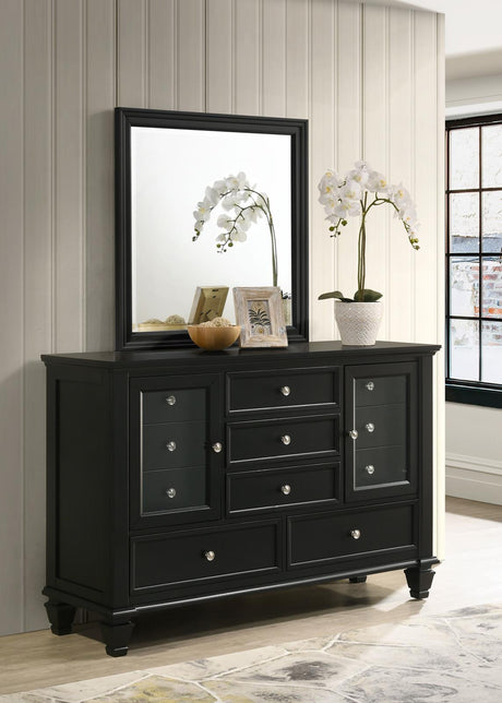 Sandy Beach 11-drawer Dresser with Mirror Black - 201323M - Luna Furniture