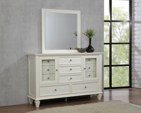 Sandy Beach 11-drawer Dresser with Mirror Cream White - 201303M - Luna Furniture
