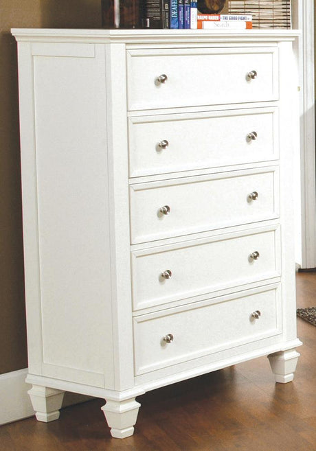 Sandy Beach 5-drawer Rectangular Chest White - 201305 - Luna Furniture