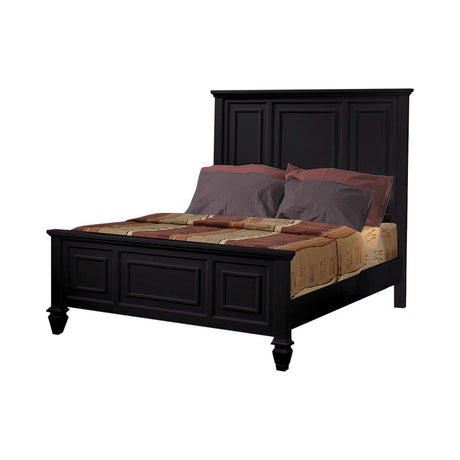 Sandy Beach Eastern King Panel Bed with High Headboard Black - 201321KE - Luna Furniture