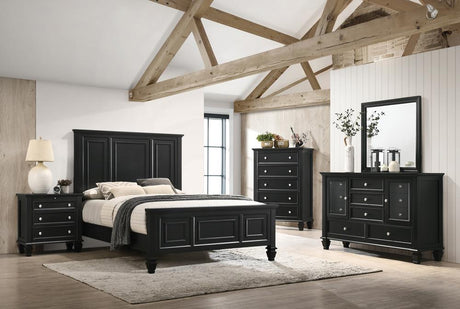 Sandy Beach Eastern King Panel Bed with High Headboard Black - 201321KE - Luna Furniture
