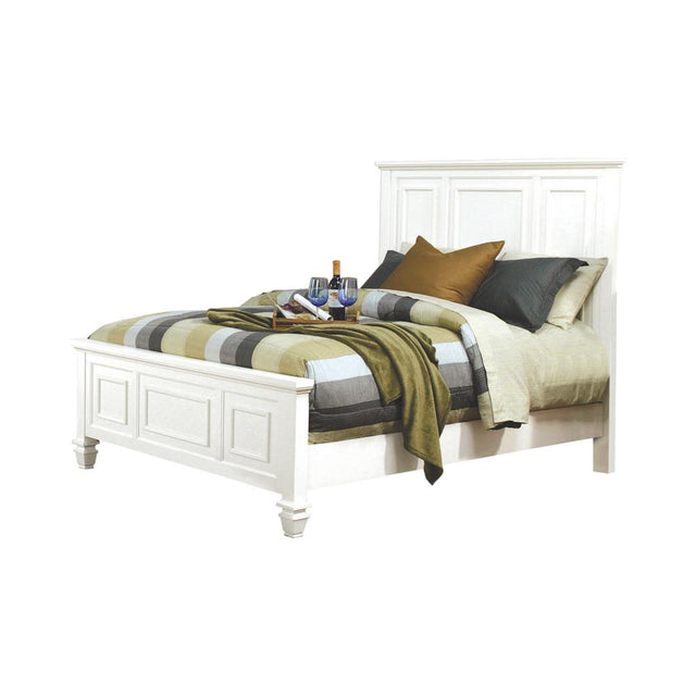 Sandy Beach Eastern King Panel Bed with High Headboard White - 201301KE - Luna Furniture