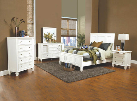 Sandy Beach Eastern King Panel Bed with High Headboard White - 201301KE - Luna Furniture