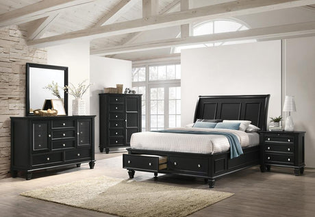 Sandy Beach Eastern King Storage Sleigh Bed Black - 201329KE - Luna Furniture