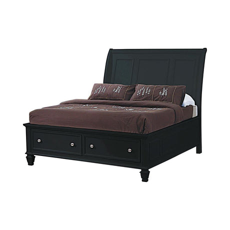 Sandy Beach Eastern King Storage Sleigh Bed Black - 201329KE - Luna Furniture