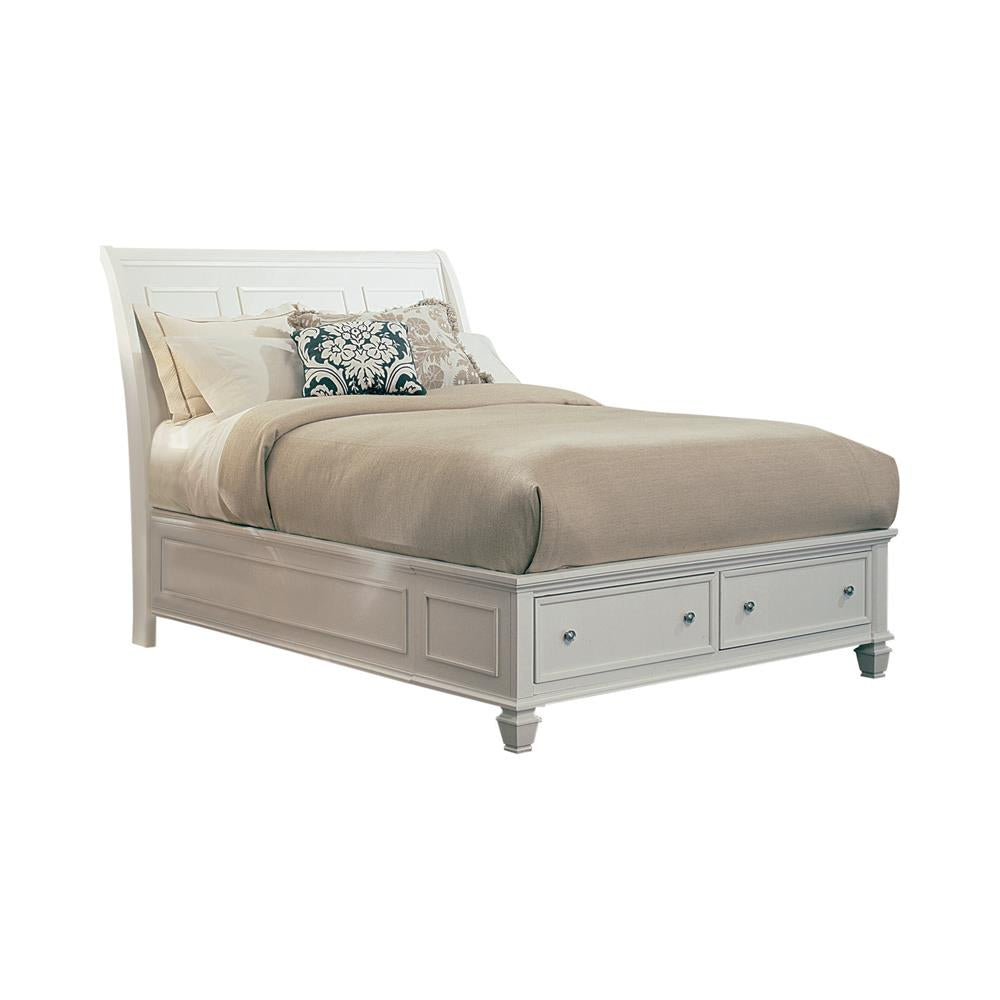 Sandy Beach Queen Storage Sleigh Bed White - 201309Q - Luna Furniture