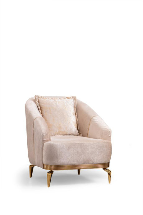 Santana Ivory Velvet Chair - SANTANAIVORY-C - Luna Furniture