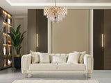 Santana Ivory Velvet Sofa - SANTANAIVORY-S - Luna Furniture