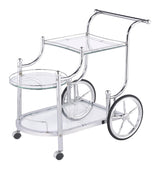 Sarandon Chrome and Clear 3-Tier Serving Cart from Coaster - Luna Furniture