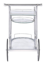 Sarandon Chrome and Clear 3-Tier Serving Cart from Coaster - Luna Furniture