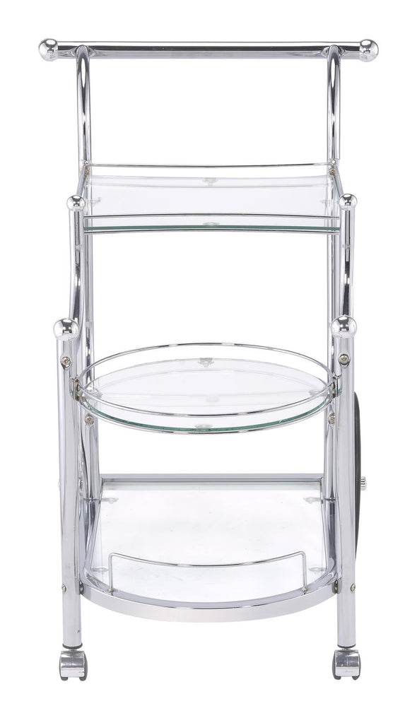 Sarandon 3-tier Serving Cart Chrome and Clear - 910076 - Luna Furniture