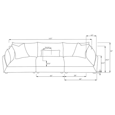 Sasha Black Upholstered 3-Piece Sofa Barely from Coaster - Luna Furniture