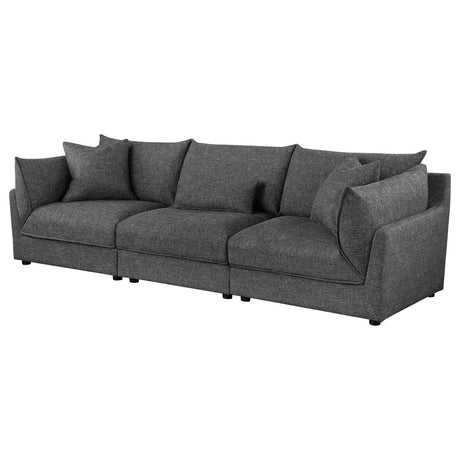 Sasha Black Upholstered 3-Piece Sofa Barely from Coaster - Luna Furniture