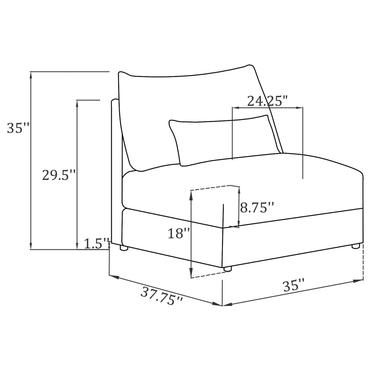 Sasha Upholstered Armless Chair Barely Black from Coaster - Luna Furniture