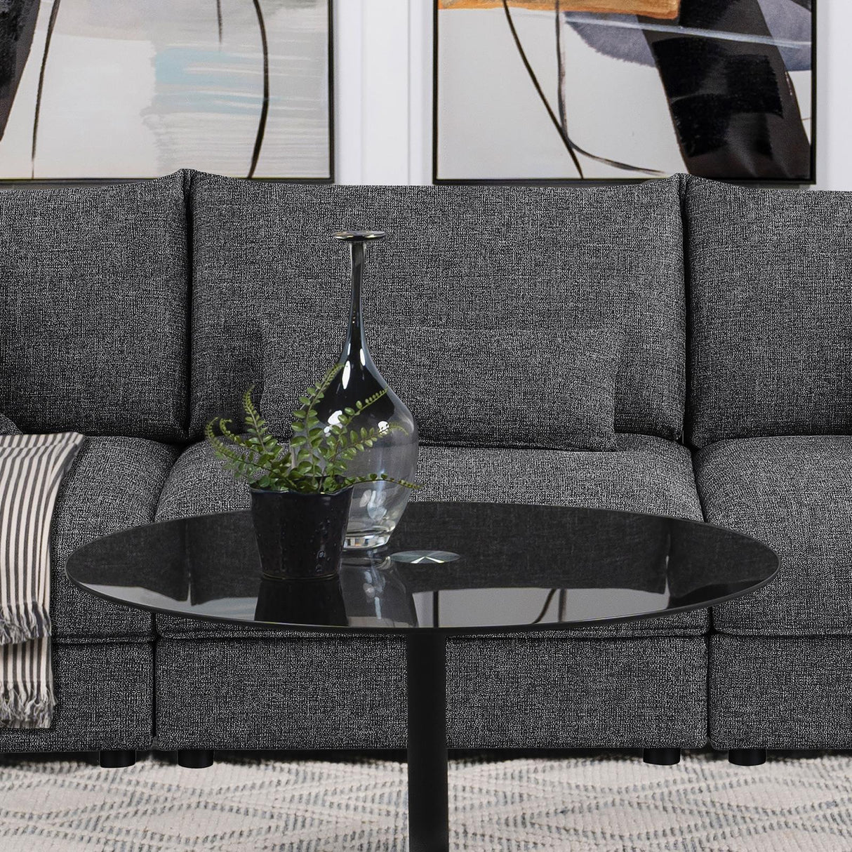 Sasha Upholstered Armless Chair Barely Black from Coaster - Luna Furniture