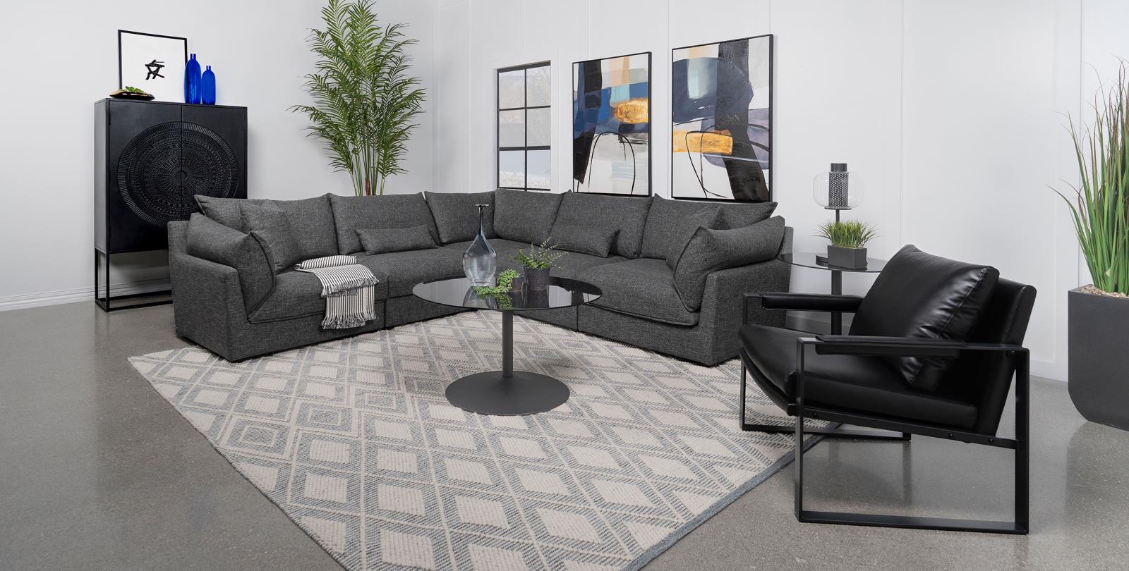 Sasha Upholstered Corner Chair Barely Black from Coaster - Luna Furniture