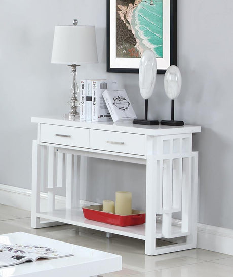 Schmitt Rectangular 2-drawer Sofa Table High Glossy White - 705709 - Luna Furniture