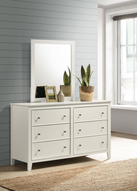 Selena 6-drawer Dresser with Mirror Cream White - 400233M - Luna Furniture
