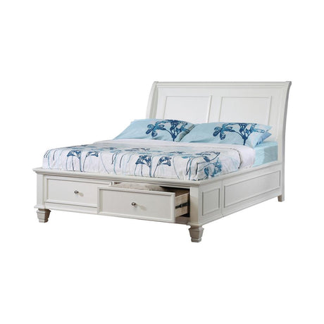 Selena Full Sleigh Bed with Footboard Storage Buttermilk - 400239F - Luna Furniture