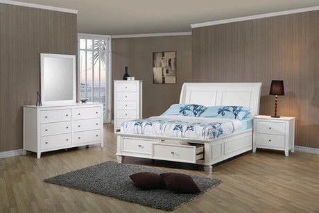 Selena Twin Sleigh Bed with Footboard Storage Buttermilk - 400239T - Luna Furniture