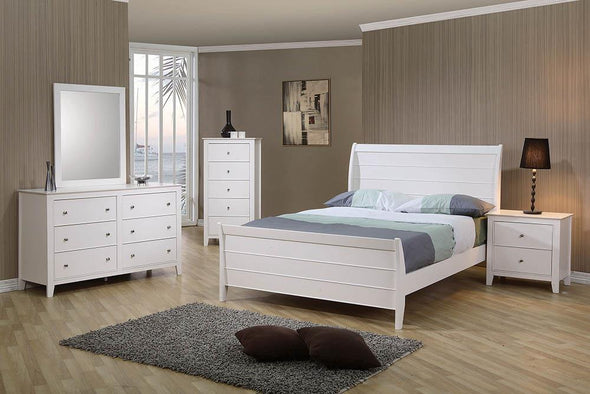 Selena Twin Sleigh Platform Bed Buttermilk - 400231T - Luna Furniture