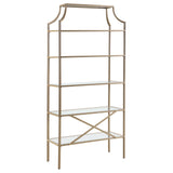 Serena 5-tier Tempered Glass Shelves Bookcase Matte Gold - 804393 - Luna Furniture