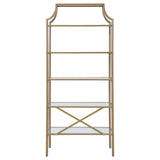 Serena Matte Gold 5-Tier Tempered Glass Shelves Bookcase from Coaster - Luna Furniture