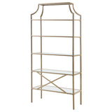 Serena Matte Gold 5-Tier Tempered Glass Shelves Bookcase from Coaster - Luna Furniture