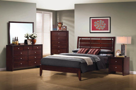 Serenity Eastern King Panel Bed Rich Merlot - 201971KE - Luna Furniture