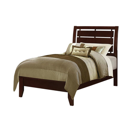 Serenity Twin Panel Bed with Cut-out Headboard Rich Merlot - 201971T - Luna Furniture