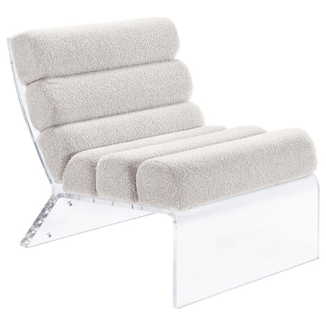 Serreta Boucle Upholstered Armless Accent Chair with Clear Acrylic Frame Ivory - 903161 - Luna Furniture