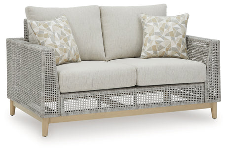 Seton Creek Gray Outdoor Loveseat with Cushion - P798-835 - Luna Furniture