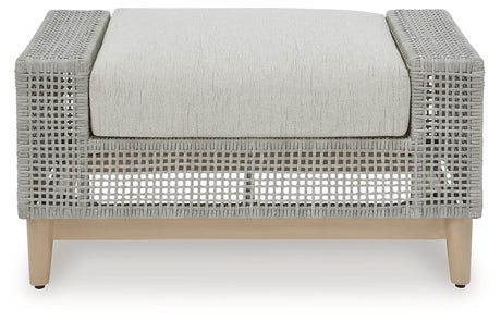 Seton Creek Gray Outdoor Ottoman with Cushion from Ashley - Luna Furniture