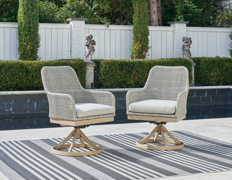 Seton Creek Gray Outdoor Swivel Dining Chair (Set of 2) - P798-602A - Luna Furniture