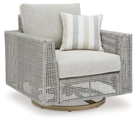 Seton Creek Gray Outdoor Swivel Lounge with Cushion - P798-821 - Luna Furniture