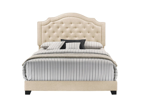 Truva Beige Upholstered King Bed from Homelegance - Luna Furniture