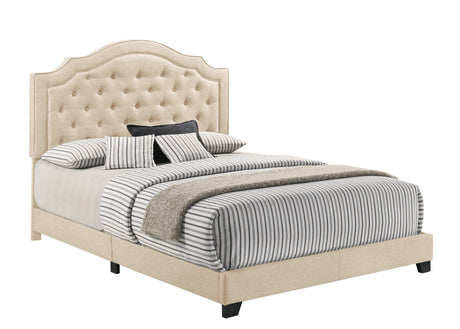 Truva Beige Upholstered King Bed from Homelegance - Luna Furniture
