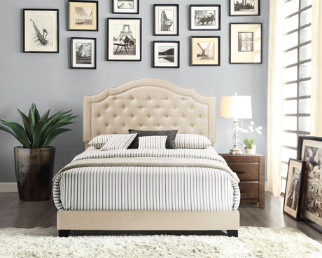 Truva Beige Upholstered King Bed from Homelegance - Luna Furniture