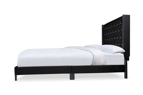 SH283PBLK-1 QUEEN PU LEATHER PLATFORM BED