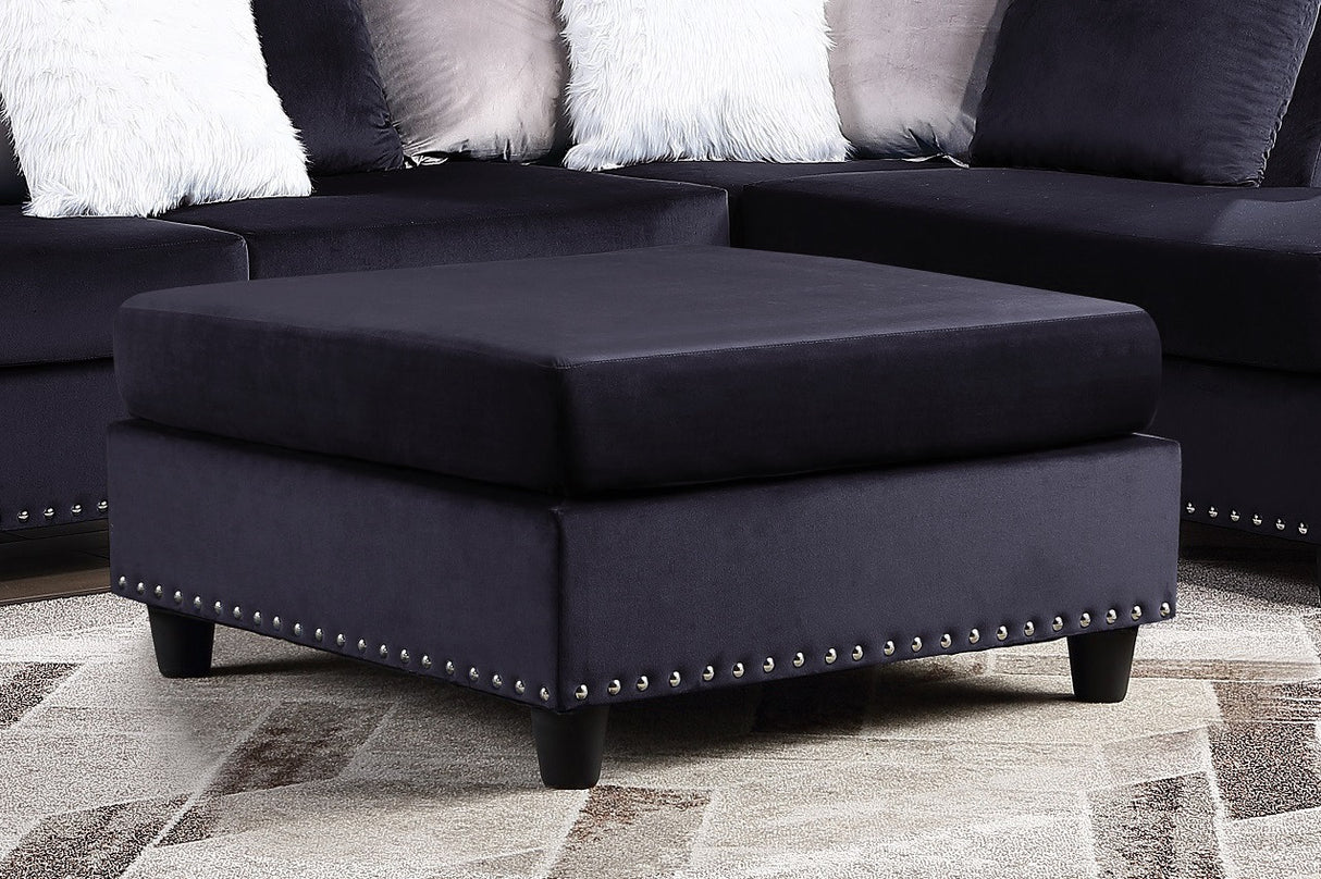 Cyndia Black Velvet Ottoman from Homelegance - Luna Furniture
