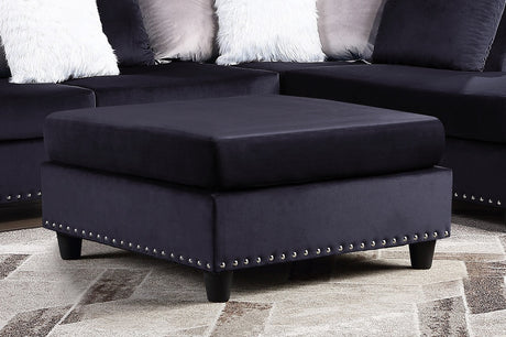 Cyndia Black Velvet Ottoman from Homelegance - Luna Furniture