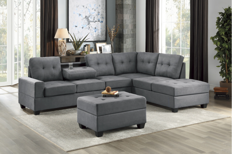 Porto Dark Gray 2-Piece Reversible Sectional from Homelegance - Luna Furniture